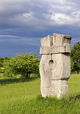 Artwork made from Lindabrunner conglomerate stone, Symposium Lindabrunn, Triestingtal, Lower Austria, Austria, Europe