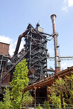 Old furnace, Landschaftspark Duisburg-Nord landscape park, Duisburg, North Rhine-Westphalia, Germany, Europe