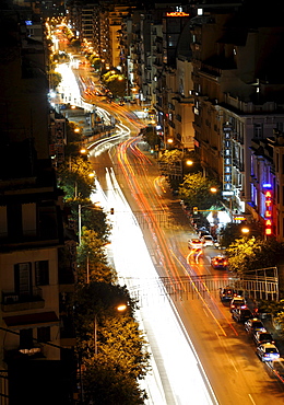 Night shot, traffic, view on the main road Egnatia, Thessaloniki, Chalkidiki, Macedonia, Greece, Europe