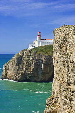 Lighthouse at Cabo de Sao Vicente, Sagres, Algarve, Portugal, Europe