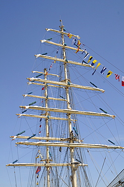 Mast with flags on the Polish ship Fryderyk Chopin