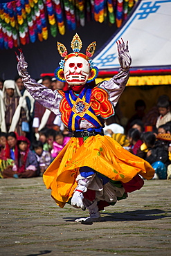 Masqued performer at the yearly Trashigang Tsechu, Trashigang, Bhutan, South Asia