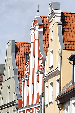 Medieval gables in the Muehlenstrasse, Stralsund, Baltic Sea, Mecklenburg-Western Pomerania, Germany, Europe