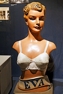 Female mannequin in a bra from around 1925, Eva brand, new Ruhr Museum, UNESCO World Heritage Site Zeche Zollverein, Essen, Ruhrgebiet region, North Rhine-Westphalia, Germany, Europe