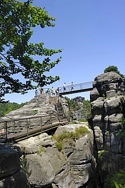 Bastei rock formation, Elbsandsteingebirge Elbe Sandstone Mountains, Saxon Switzerland, Saxony, Germany, Europe