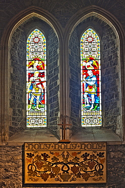 Window of the left side chapel, St. Cainnech Cathedral or St. Canice's Cathedral, Kilkenny, County Kilkenny, Ireland, British Isles, Europe