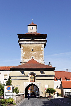 Reimlinger Tor gate, Noerdlingen, Swabia, Bavaria, Germany, Europe