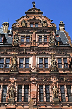 Facade of the Friedrichsbau building as seen from the courtyard, 1601-1607, Heidelberg Castle ruins, destroyed in 1689, Schlosshof, Heidelberg, Baden-Wuerttemberg, Germany, Europe