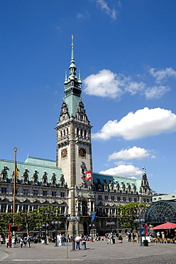 Town hall, Rathausmarkt square, Hamburg, Germany, Europe