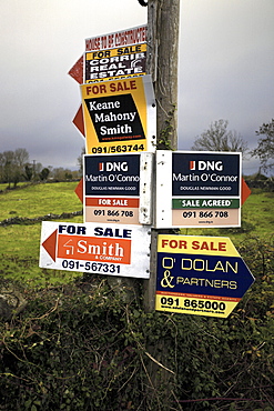 Real estate for sale signs, Connemara, County Galway, Republic of Ireland, Europe