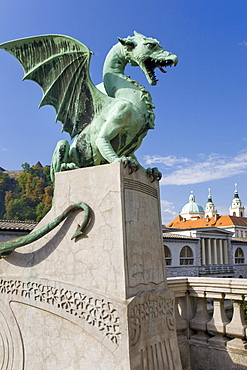 Dragon Bridge, St Nicholas Cathedral, Ljubljana, Slovenia, Europe