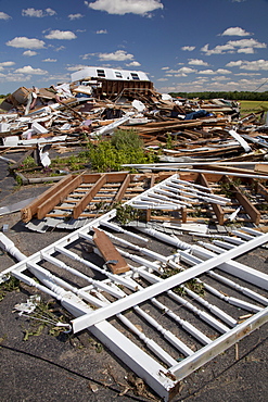 A house destroyed by a tornado, Dundee, Michigan, USA