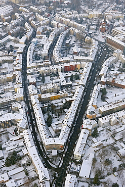 Aerial view, street triangle with Wideystrasse, Agustastrasse and Bruederstrasse, Witten, Ruhr Area, North Rhine-Westphalia, Germany, Europe