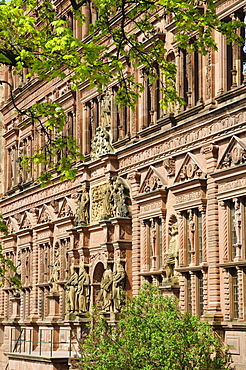 Renaissance facade of the Ottheinrichsbau building, Heidelberger Schloss castle, Heidelberg, Baden-Wurttemberg, Germany, Europe