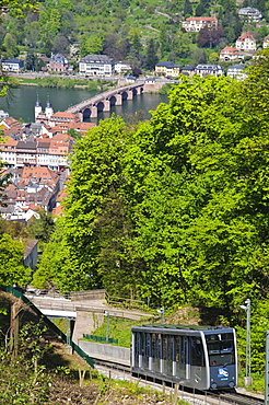 Modern funicular railway, Heidelberg, Baden-Wuerttemberg, Germany, Europe