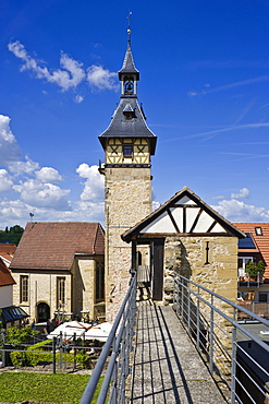 Burgplatz square with Oberer Torturm tower, Marbach am Neckar, Neckar valley, Baden-Wuerttemberg, Germany, Europe