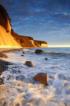 Sunrise at the coastal cliffs, Baltic Sea, Ruegen, Mecklenburg-Western Pomerania, Germany, Europe