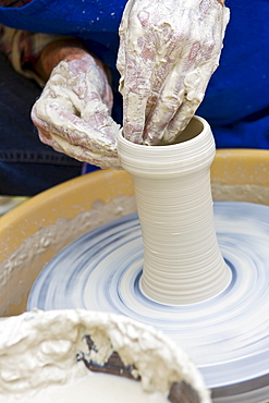 Clay pot being pottered, Alto Adige, Italy, Europe