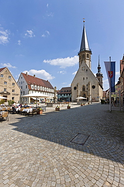 St Georg town church and marketplace, Weikersheim, Baden-Wuerttemberg, Germany, Europe