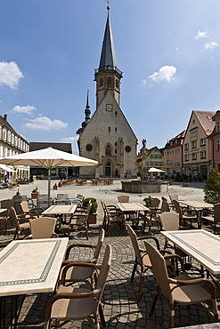 St Georg town church and marketplace, Weikersheim, Baden-Wuerttemberg, Germany, Europe