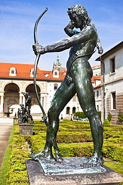 Wallenstein Palace and the castle garden, row of bronze statues, historic district, Prague, Czech Republic, Europe