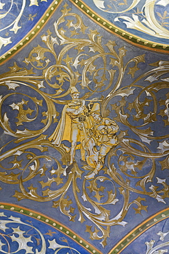 Artful vault in Burg Lauenstein castle, Lauenstein district, Ludwigsstadt, Kronach county, Upper Franconia, Bavaria, Germany, Europe