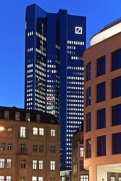 View towards the Deutsche Bank building, Frankfurt am Main, Hesse, Germany, Europev