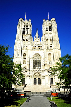 Cathedral, Gothic style, Cathedrale St-Michel, St. Michiels-Kathedraal, Place St. Gudule, city centre, Brussels, Belgium, Benelux, Europe