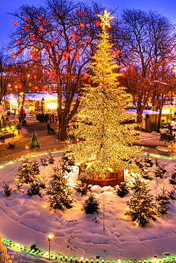 The Christmas tree in Tivoli, Copenhagen, Denmark, Europe