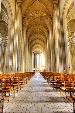 Inside Grundtvigs Church in Copenhagen, Denmark, Europe