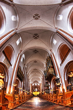 The central nave in Roskilde Cathedral in Denmark, Europe