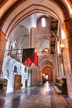 The aisle in Roskilde Cathedral in Denmark, Europe