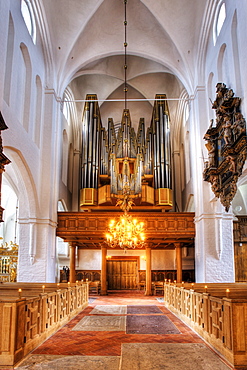 The organ in Sct. Olai Domkirke cathedral, Helsingor, Elsinore, Denmark, Europe