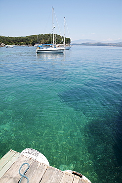 Yacht off Agni, Corfu, Greece, Europe