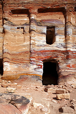 Silk Tomb, Petra, the capital city of the Nabataeans, rock city, UNESCO World Hertage Site, Wadi Musa, Hashemite Kingdom of Jordan, Orient, Middle East, Asia