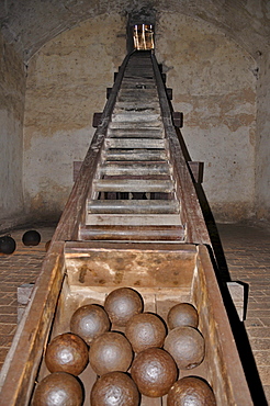 Cannon balls, El Morro, Morro Castle, Santiago de Cuba, historic district, Cuba, Caribbean, Central America