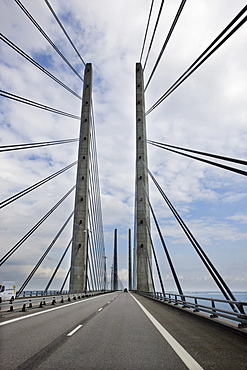 The oresund or Oeresund Bridge between Denmark and Sweden, Europe