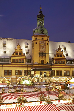 Christmas market, old city hall, Leipzig, Saxony, Germany, Europe