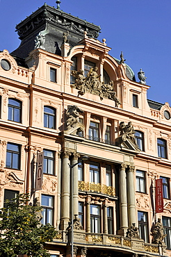 Art Nouveau building, Wenceslas Square, Prague, Bohemia, Czech Republic, Europe