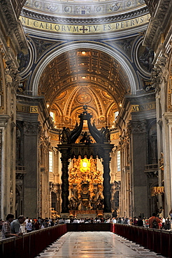 St. Peter's baldachin, Bernini's baldachin above the papal altar of St. Peter's Basilica, Vatican City, Rome, Lazio region, Italy, Europe