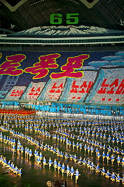 Dancers and acrobats at the Arirang Festival, the North Korean Grand Mass Gymnastics and Artistic Performance, Pyongyang, North Korea, Asia