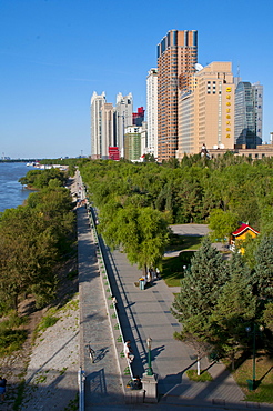 The skyline of Harbin with the Songhua River, Heilongjiang, China, Asia