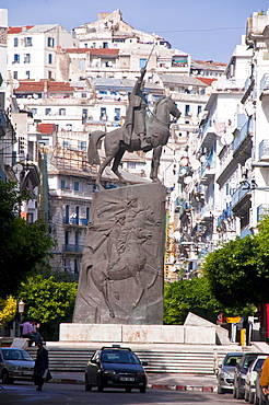 Square and statue of Abdel Kader in Algiers, Algeria, Africa