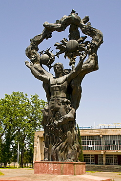 Heroic statue of a man from the Soviet era, Kutaisi, Georgia, Middle East