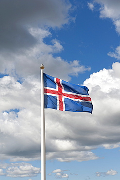 Icelandic National Flag, ï¬ingvellir, Thingvellir, Golden Circle, Iceland, Scandinavia, Northern Europe, Europe