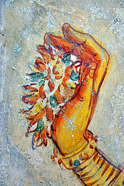 Cloud maiden, fresco on cave wall, 5th Century, Lion Rock, rock fortress, UNESCO World Heritage site, Sigiriya, Sri Lanka, Asia