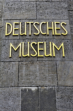 Lettering, Deutsches Museum German museum, Munich, Bavaria, Germany, Europe