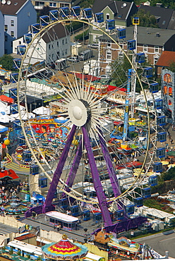 Aerial view, Ferris wheel, Cranger Kirmes parish fair, Crange district, Herne, Ruhr area, North Rhine-Westphalia, Germany, Europe