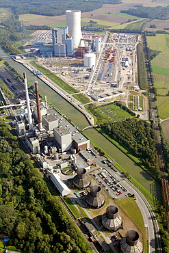 Aerial view, E.ON power plant Datteln IV, Ruhr Area, North Rhine-Westphalia, Germany, Europe