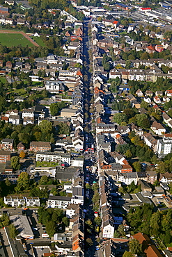 Aerial view, Sunday opening and street festival Recklinghausen-Sued Herner Strasse, Recklinghausen, Ruhrgebiet region, North Rhine-Westphalia, Germany, Europe